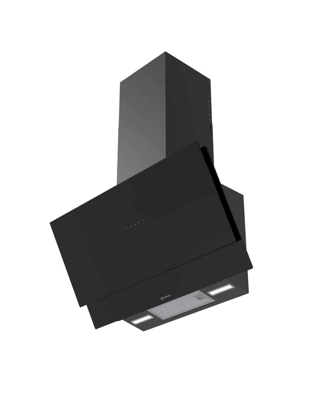 Campana de pared inclinada 90 cm Cristal Negro - Imagen 2