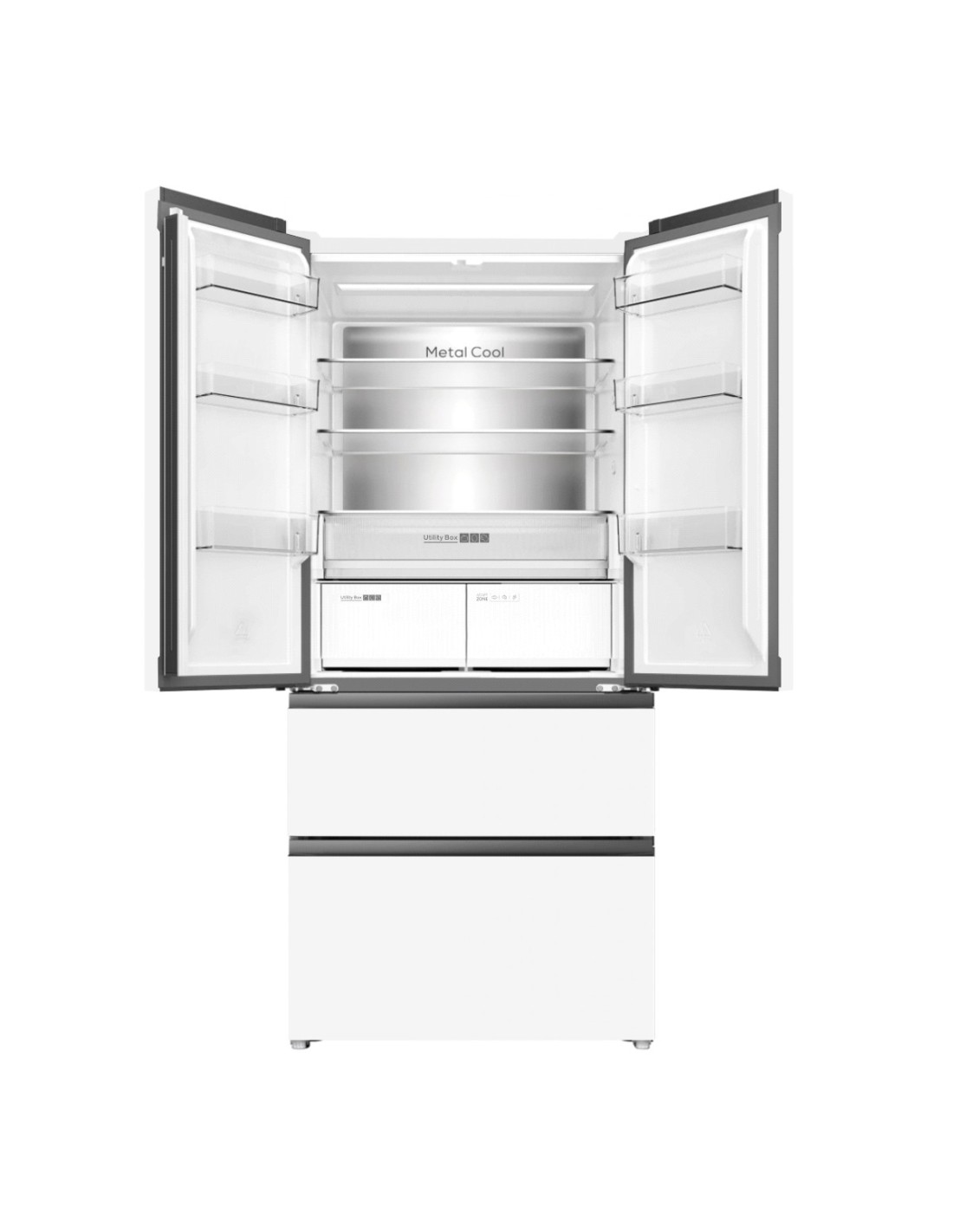 Frigorífico francés 190x84 cm 2 puertas 2 cajones E Cristal Blanco - Imagen 2