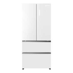 Frigorífico francés 190x84 cm 2 puertas 2 cajones E Cristal Blanco