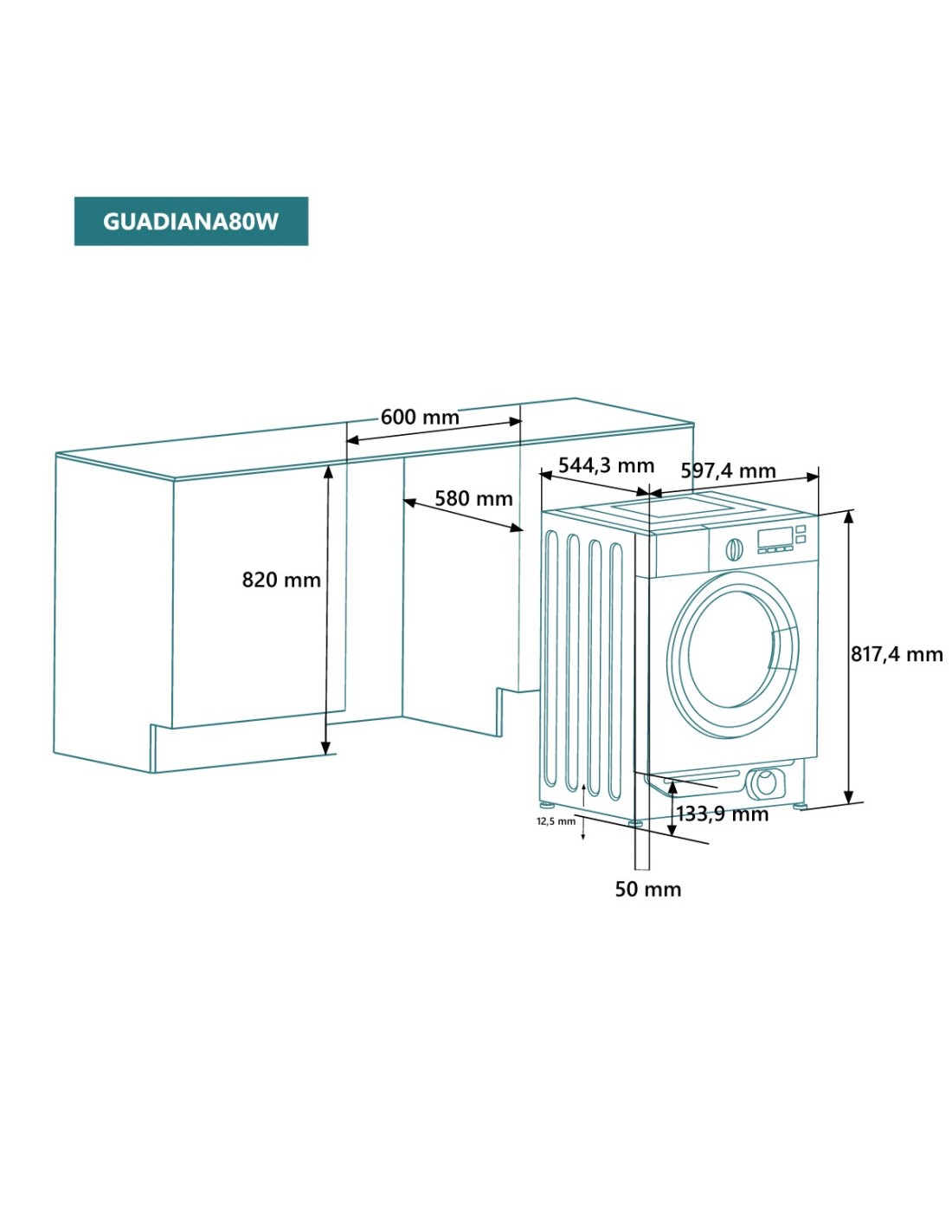 Lavadora integrable 8 Kg A - Imagen 2