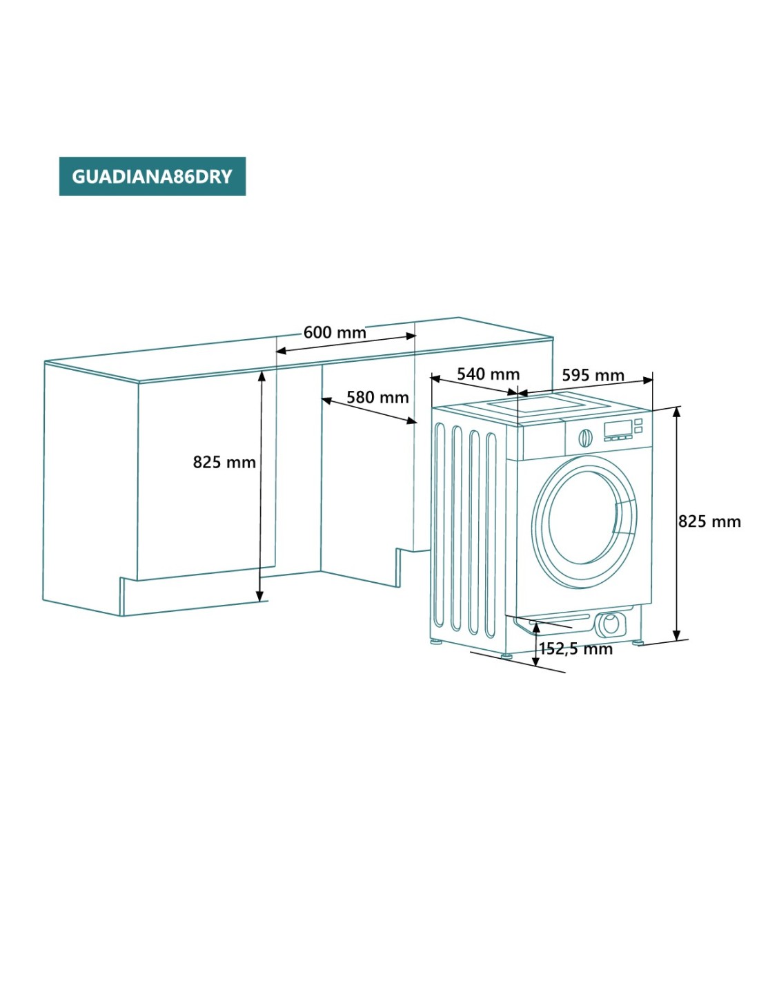 Lavasecadora integrable 8/6 Kg E/B - Imagen 2